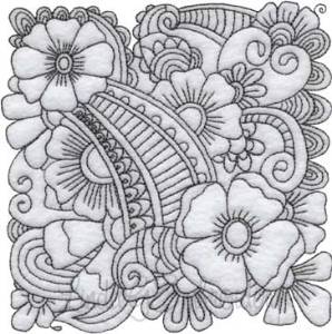 Picture of Floral Doodle Block 6 (5 sizes) Machine Embroidery Design