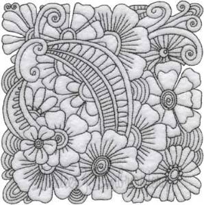 Picture of Floral Doodle Block 7 (5 sizes) Machine Embroidery Design