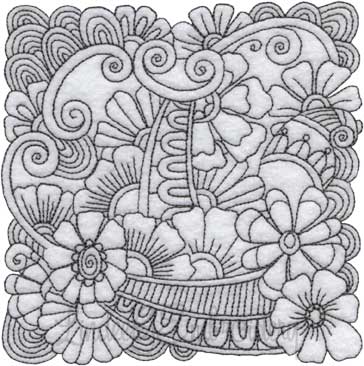 Floral Doodle Block 8 (5 sizes) Machine Embroidery Design