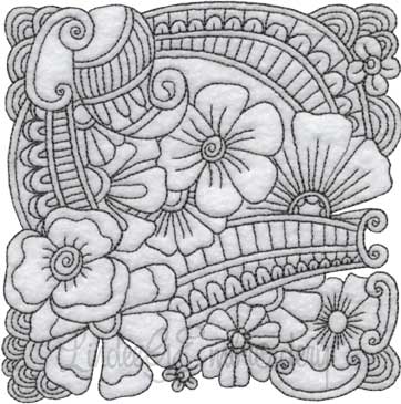 Floral Doodle Block 9 (5 sizes) Machine Embroidery Design