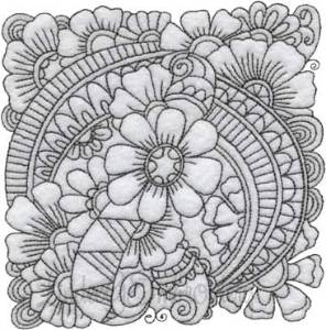 Picture of Floral Doodle Block 11 (5 sizes) Machine Embroidery Design
