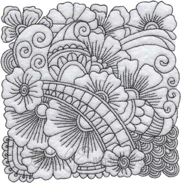 Floral Doodle Block 12 (5 sizes) Machine Embroidery Design