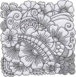 Picture of Floral Doodle Block 12 (5 sizes) Machine Embroidery Design