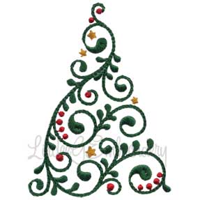 Swirly Christmas Tree 3 (2 sizes) Machine Embroidery Design
