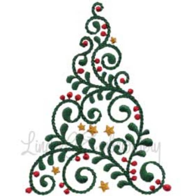 Picture of Swirly Christmas Tree 6 (2 sizes) Machine Embroidery Design