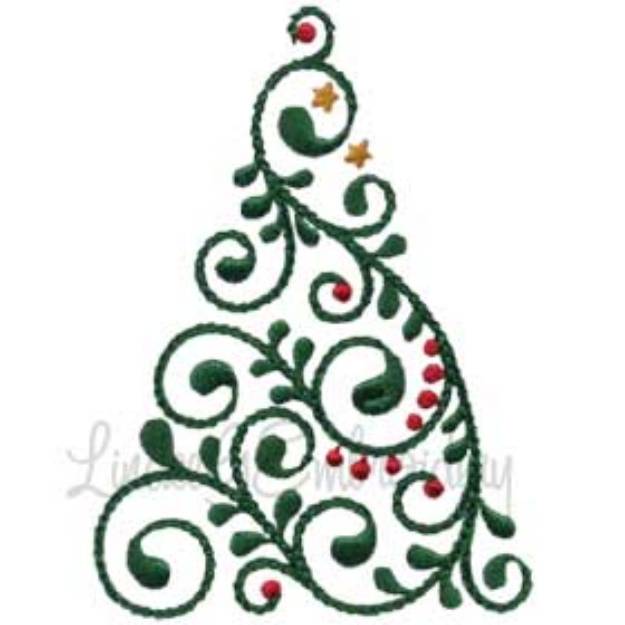 Picture of Swirly Christmas Tree 7 (2 sizes) Machine Embroidery Design