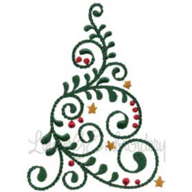 Picture of Swirly Christmas Tree 8 (2 sizes) Machine Embroidery Design