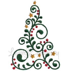 Swirly Christmas Tree 9 (2 sizes) Machine Embroidery Design
