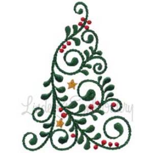 Picture of Swirly Christmas Tree 10 (2 sizes) Machine Embroidery Design