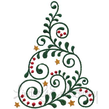 Swirly Christmas Tree 1 (2 sizes) Machine Embroidery Design