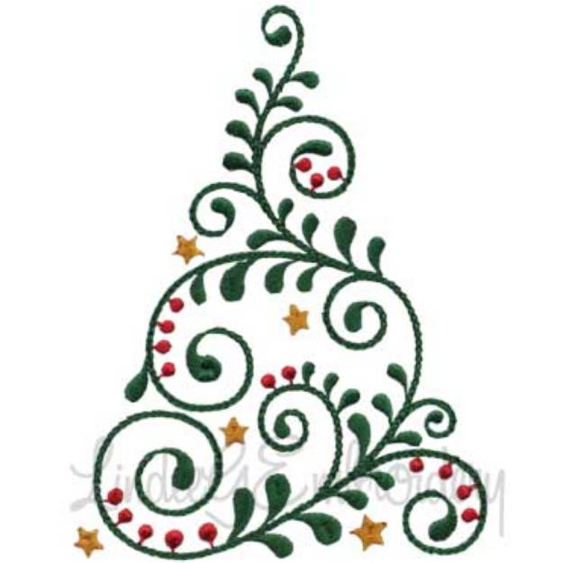 Picture of Swirly Christmas Tree 1 (2 sizes) Machine Embroidery Design