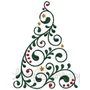 Swirly Christmas Tree 3 (2 sizes) Machine Embroidery Design