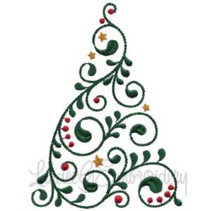 Picture of Swirly Christmas Tree 3 (2 sizes) Machine Embroidery Design
