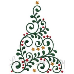 Picture of Swirly Christmas Tree 4 (2 sizes) Machine Embroidery Design