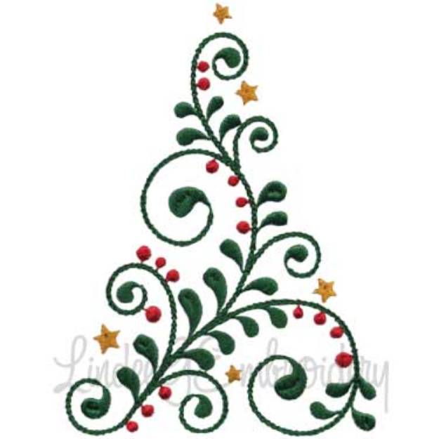 Picture of Swirly Christmas Tree 5 (2 sizes) Machine Embroidery Design