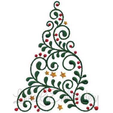 Swirly Christmas Tree 6 (2 sizes) Machine Embroidery Design
