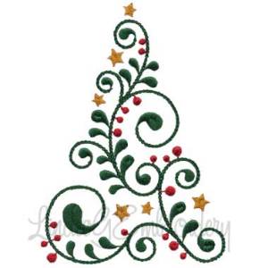 Picture of Swirly Christmas Tree 9 (2 sizes) Machine Embroidery Design