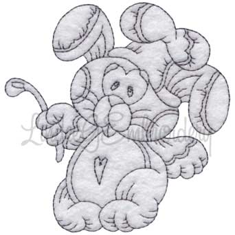 Chef Bunny with Spoon - redwork Machine Embroidery Design