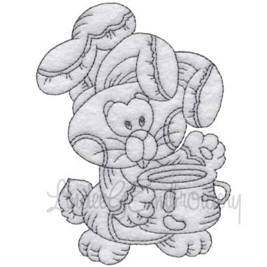 Chef Bunny with Pot - redwork Machine Embroidery Design