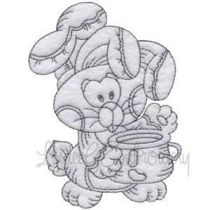 Picture of Chef Bunny with Pot - redwork Machine Embroidery Design