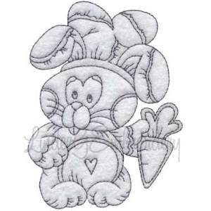 Picture of Chef Bunny with Carrot 2 - redwork Machine Embroidery Design