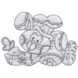 Picture of Chef Bunny with Basket - redwork Machine Embroidery Design