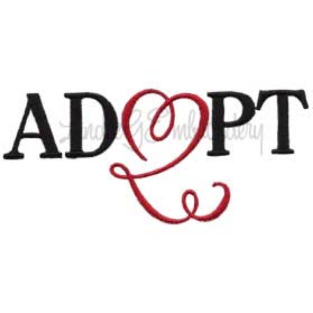 Picture of Adopt with a Calligraphy Heart Machine Embroidery Design