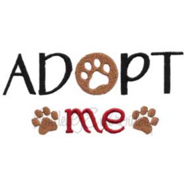 Picture of Adopt Me with Paw Print Machine Embroidery Design