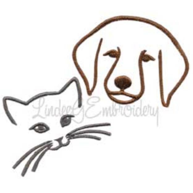 Picture of Dog & Cat Sketch Machine Embroidery Design