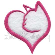 Cat Heart Machine Embroidery Design