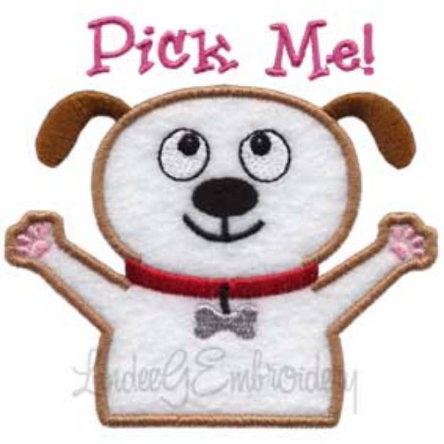 Picture of Applique Puppy Pick Me Machine Embroidery Design