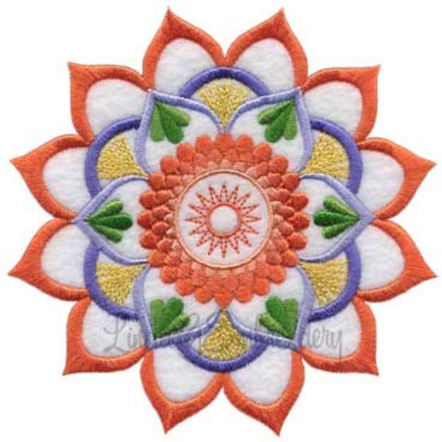 Picture of Kaleidoscope Bloom Applique Flower 2 Machine Embroidery Design
