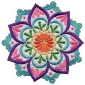Picture of Kaleidoscope Bloom Applique Flower 5 Machine Embroidery Design