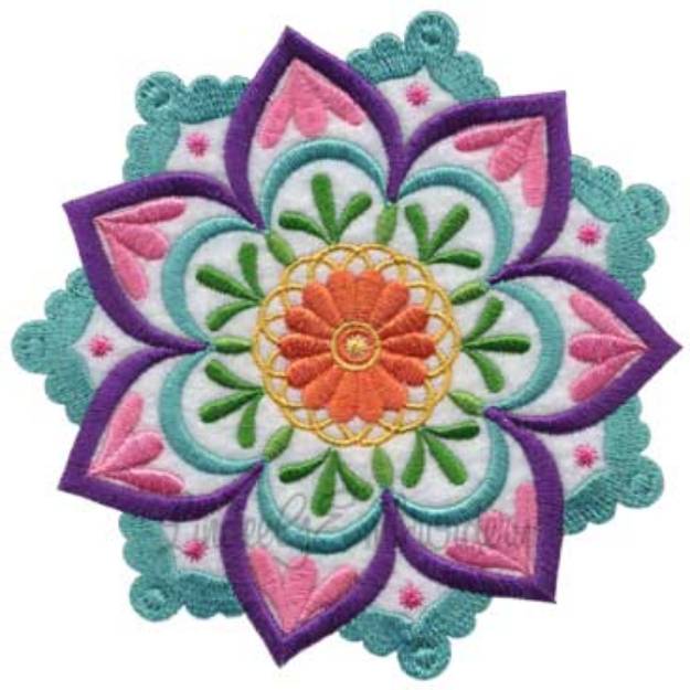 Picture of Kaleidoscope Bloom Applique Flower 5 Machine Embroidery Design