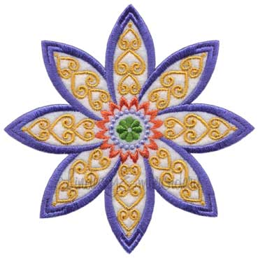 Kaleidoscope Bloom Applique Flower 6 Machine Embroidery Design
