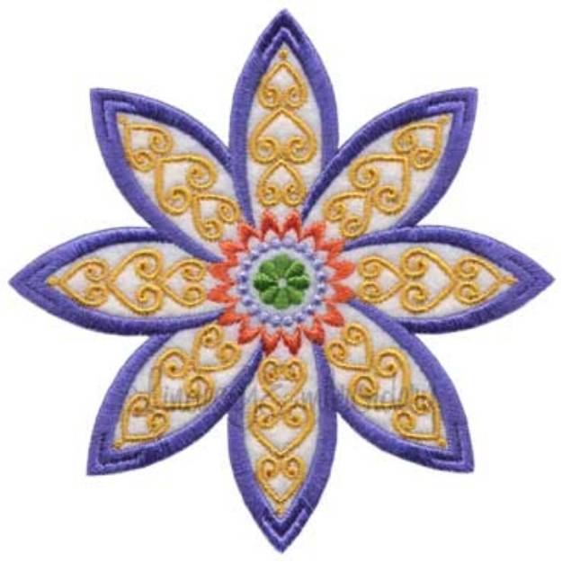 Picture of Kaleidoscope Bloom Applique Flower 6 Machine Embroidery Design