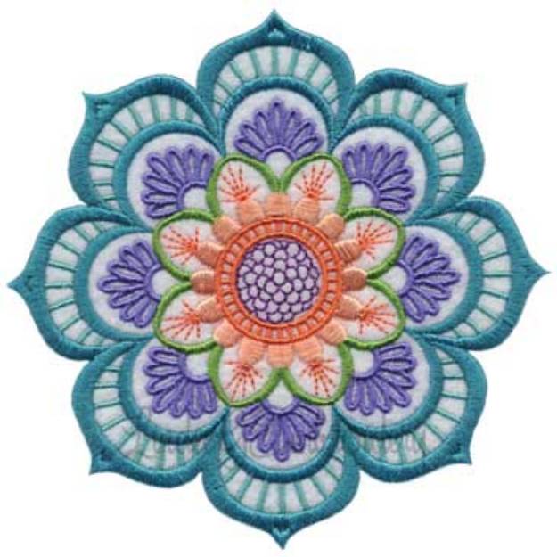 Picture of Kaleidoscope Bloom Applique Flower 7 Machine Embroidery Design