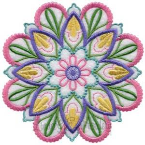 Picture of Kaleidoscope Bloom Applique Flower 8 Machine Embroidery Design