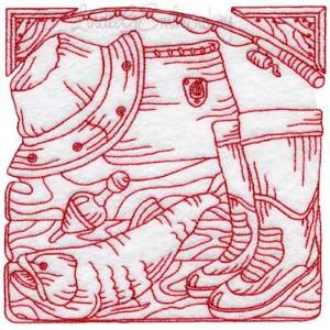 Picture of Fishing Gear 2 Redwork (3 sizes) Machine Embroidery Design