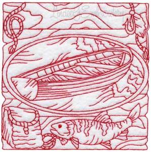 Picture of Fishing Gear 5 Redwork (3 sizes) Machine Embroidery Design