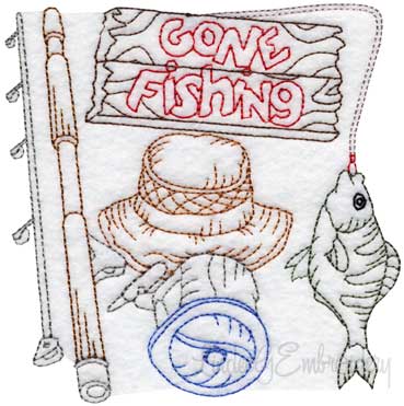 Fishing Gear 18 - Multicolor (3 sizes) Machine Embroidery Design