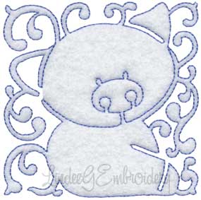 Pig Quilt Block (4 sizes) Machine Embroidery Design