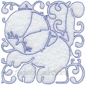 Kitty Quilt Block (4 sizes) Machine Embroidery Design