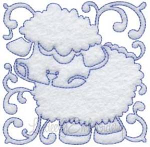 Picture of Lamb Quilt Block (4 sizes) Machine Embroidery Design