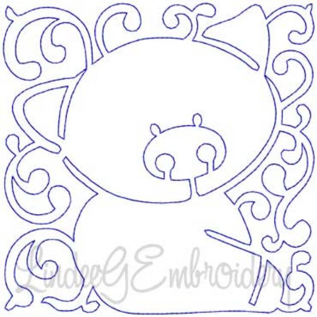 Picture of Pig Quilt Block (4 sizes) Machine Embroidery Design