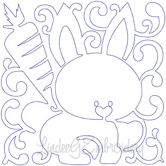 Bunny Quilt Block (4 sizes) Machine Embroidery Design