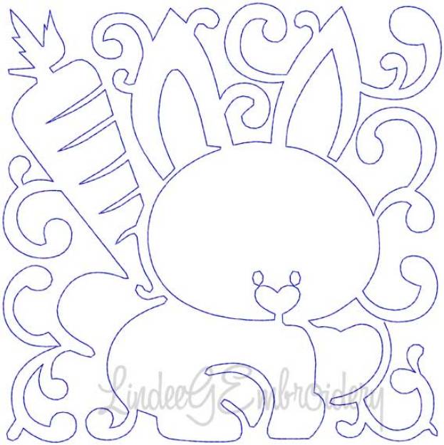 Picture of Bunny Quilt Block (4 sizes) Machine Embroidery Design