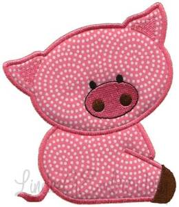 Picture of Applique Pig Machine Embroidery Design
