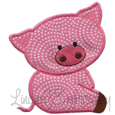 Applique Pig Machine Embroidery Design