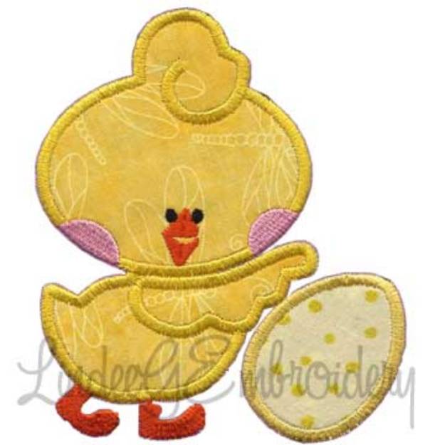 Picture of Applique Chick with Egg Machine Embroidery Design
